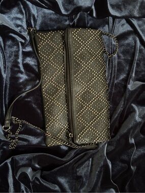 Black Studded Crossbody Clutch - Women's Shoulder Bag